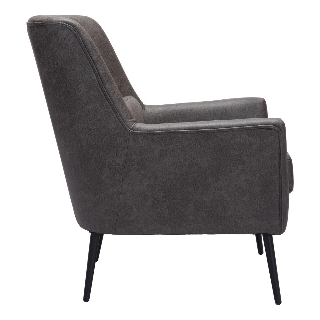 29" Black Faux Leather And Upholstered Arm Chair And Toss Pillow