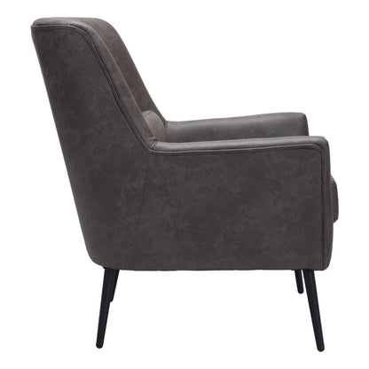 29" Black Faux Leather And Upholstered Arm Chair And Toss Pillow