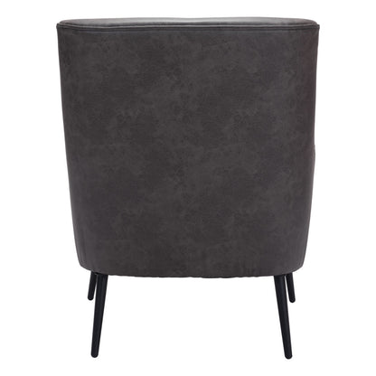 29" Black Faux Leather And Upholstered Arm Chair And Toss Pillow