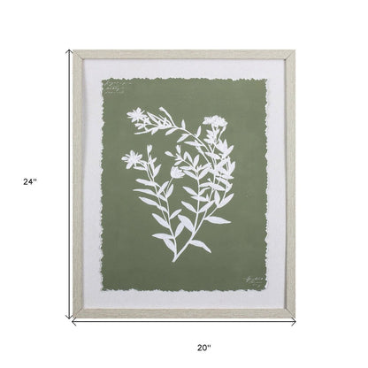 Moss Green and White Botanical Flowers 3 Wall Art