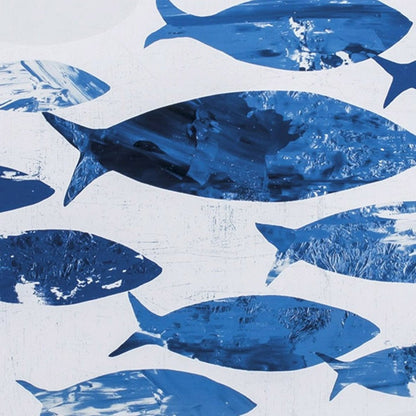 27" x 27" Marble Blue School of Fish Framed Wall Art