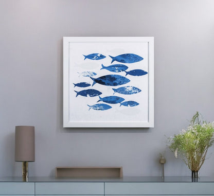 Marble Blue School of Fish 1 Wall Art