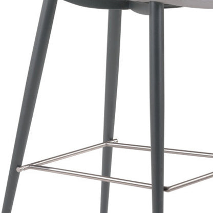 Set of Two 30" White And Black Steel Low Back Bar Height Bar Chairs