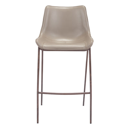 Set of Two 30" Gray And Brown Steel Low Back Bar Height Bar Chairs