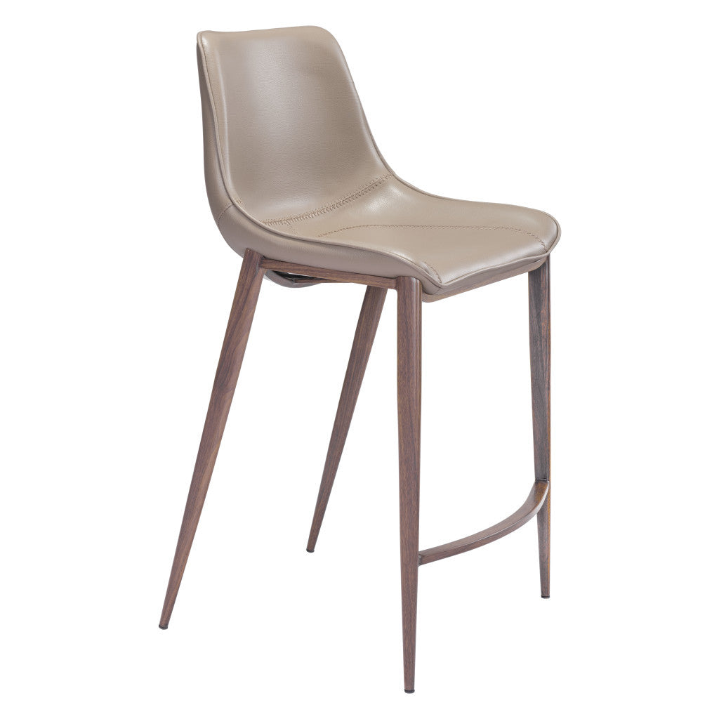 Set of Two 26" Gray and Brown Steel Low Back Counter Height Bar Chairs