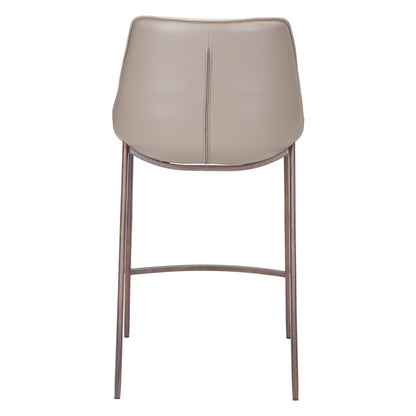 Set of Two 26" Gray and Brown Steel Low Back Counter Height Bar Chairs