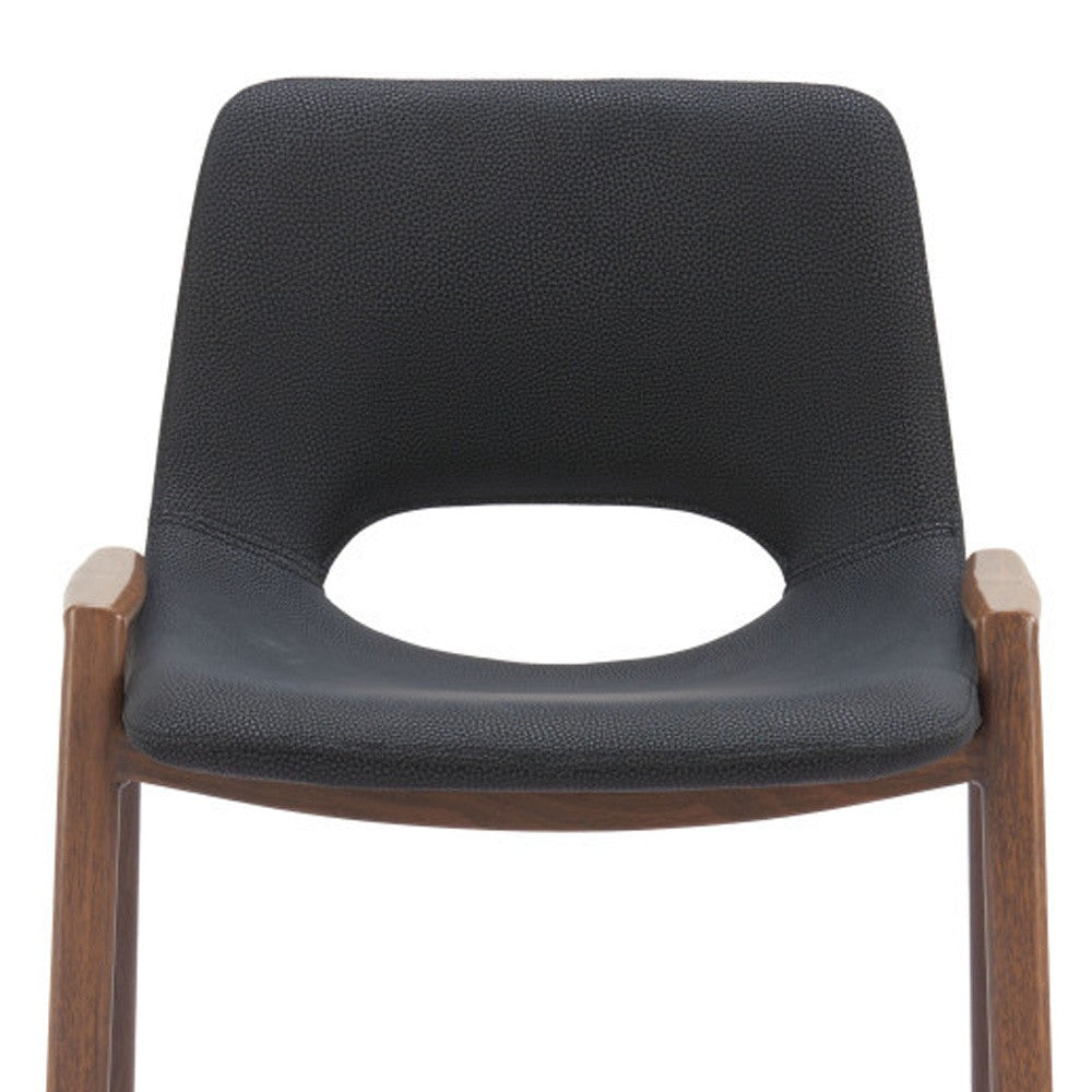 Set of Two 26" Black And Brown Steel Low Back Counter Height Bar Chairs
