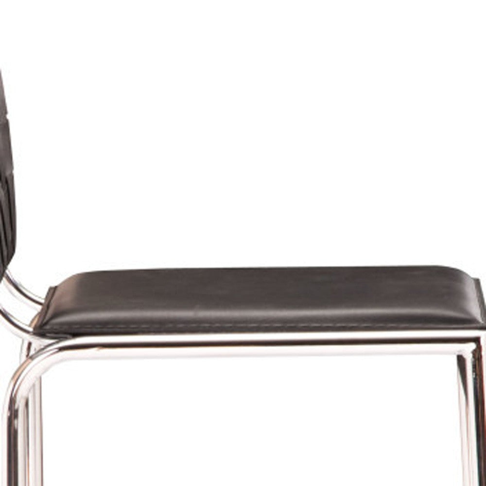 Set of Two 26" Black And Silver Steel Low Back Counter Height Bar Chairs