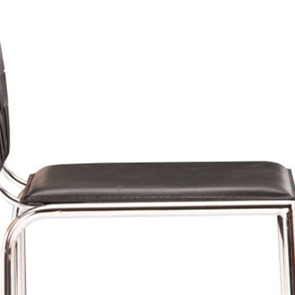 Set of Two 26" Black And Silver Steel Low Back Counter Height Bar Chairs