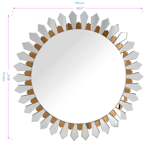 43" Gold Round Glass Framed Accent Mirror