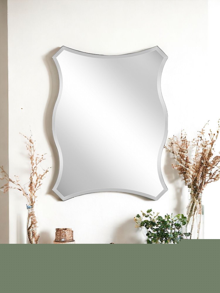 32" Silver Novelty Glass Framed Accent Mirror