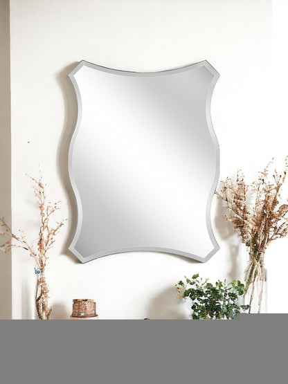 32" Silver Novelty Glass Framed Accent Mirror