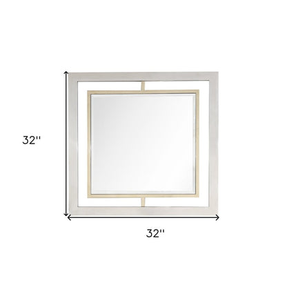 32" Gold Square Framed Accent Mirror