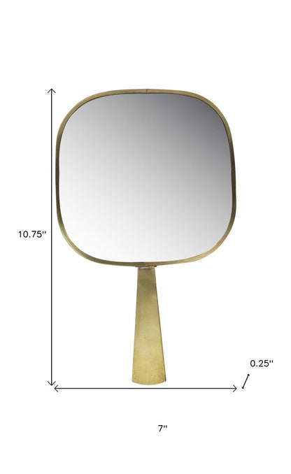 11" Golden Square Frame Handheld Mirror