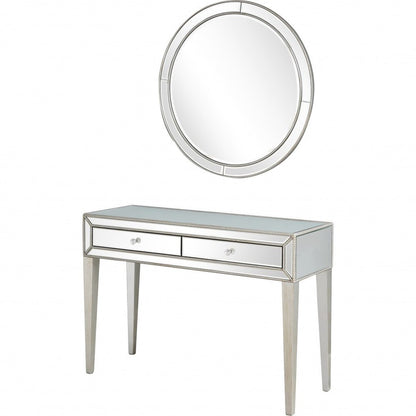48" Silver Mirrored Glass Console Table