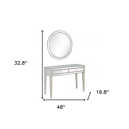 48" Silver Mirrored Glass Console Table