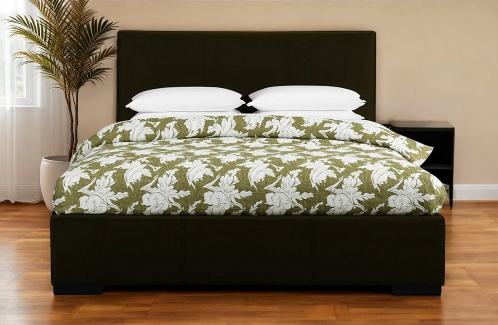 Black Faux Leather King Bed Frame