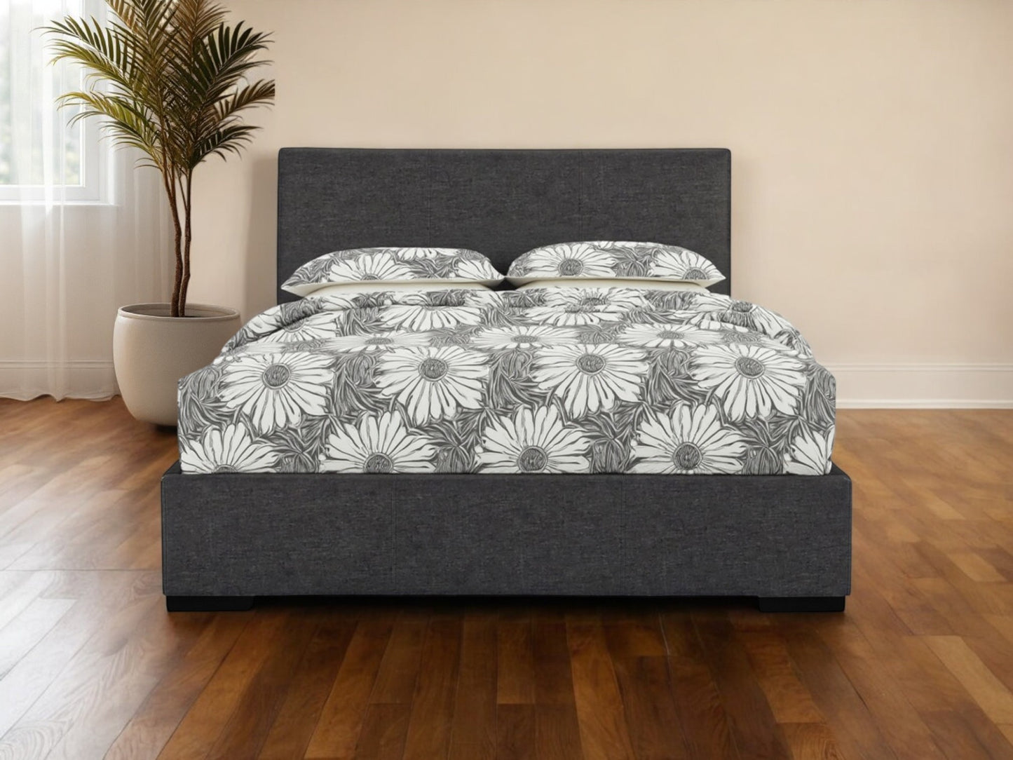 Black Faux Leather King Bed Frame