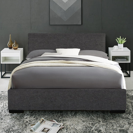 Black Faux Leather King Bed Frame