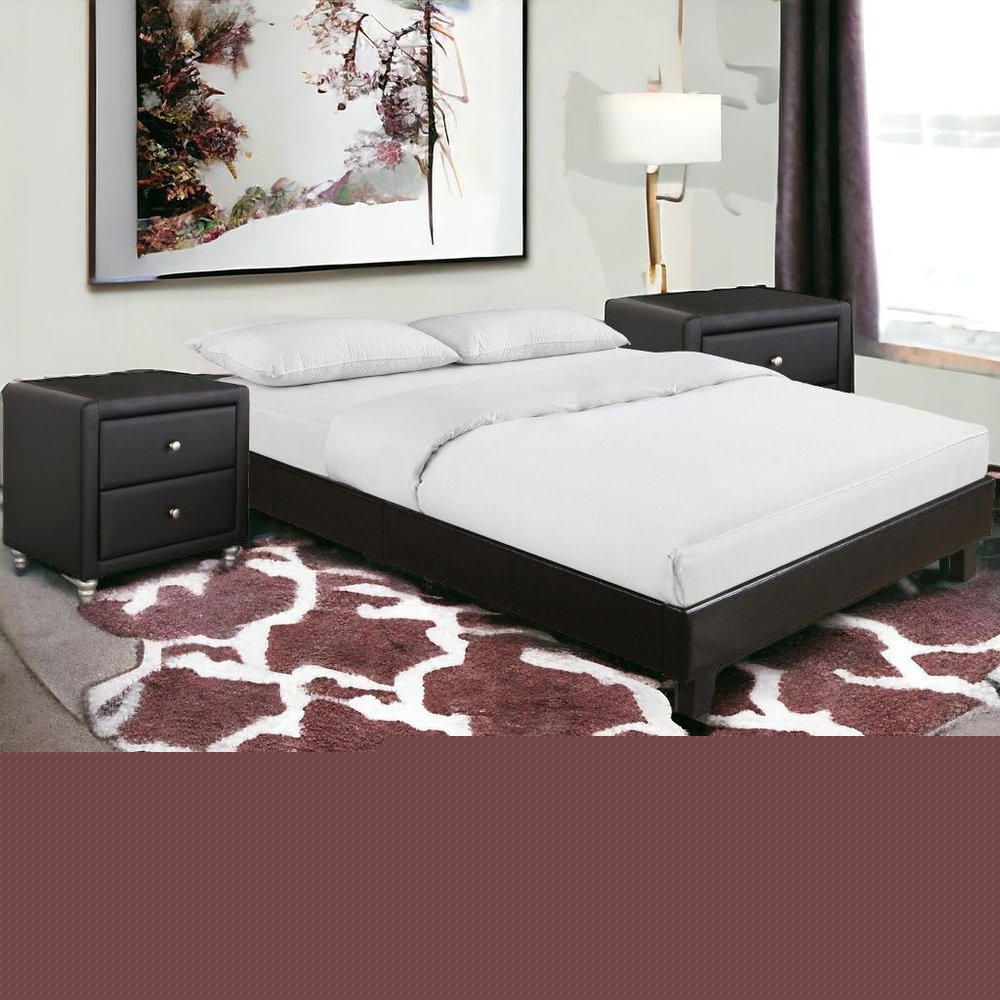 Black Wood And Linen Queen Bed Frame