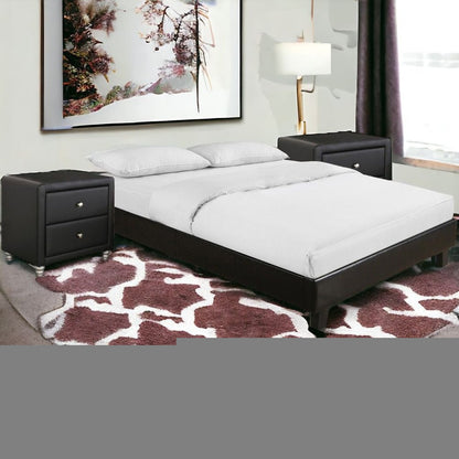 Black Wood And Linen Queen Bed Frame