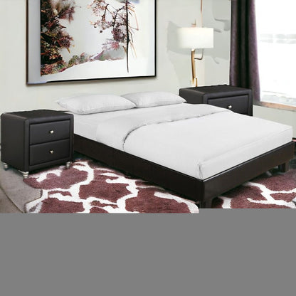 Black Wood And Linen Queen Bed Frame