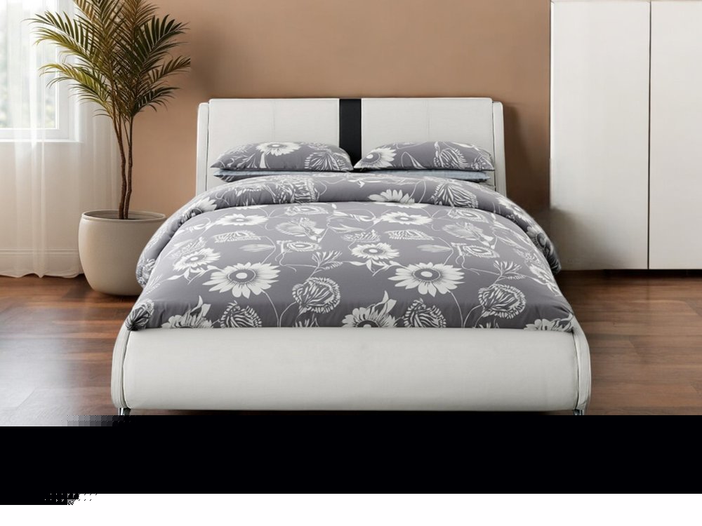 White Faux Leather Queen Bed Frame