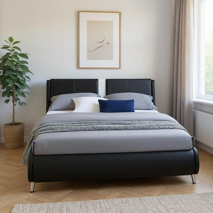 Black Faux Leather Queen Bed Frame