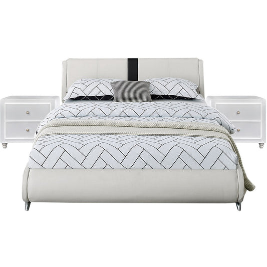 Black Wood And Linen Queen Bed Frame