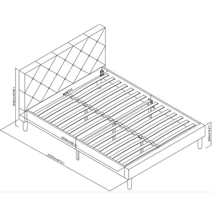 Gray Tufted Upholstered Queen Bed Frame