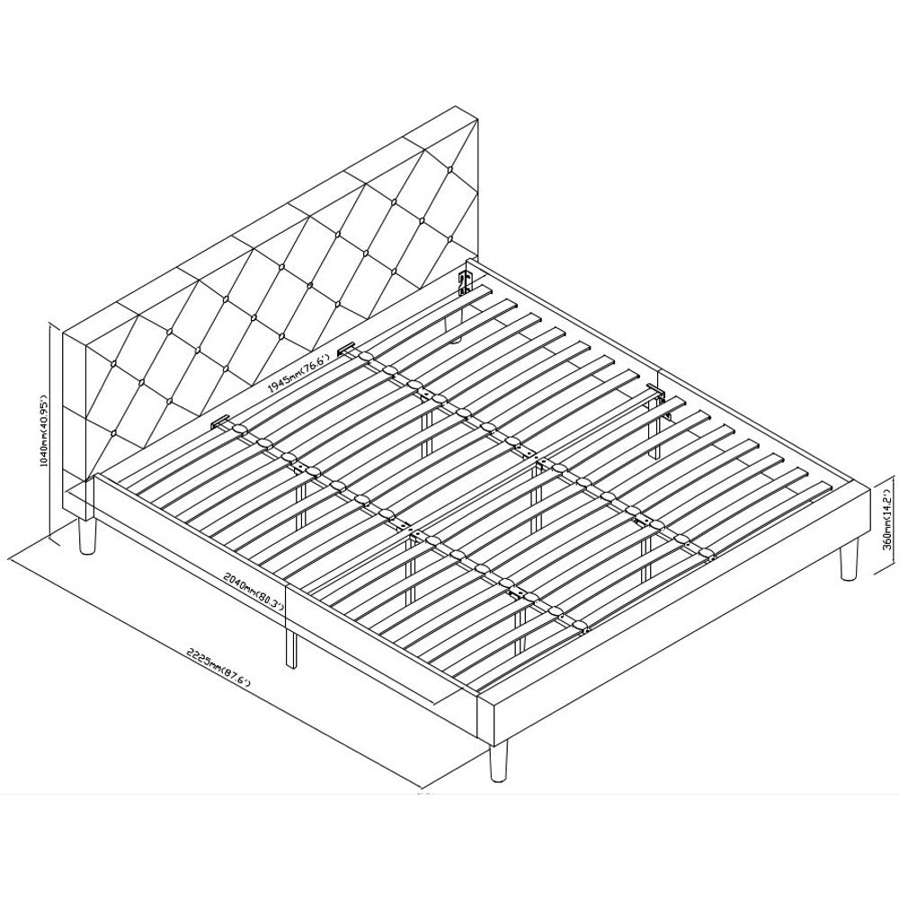 Gray Tufted Upholstered Queen Bed Frame