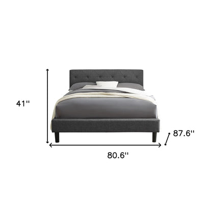 Gray Tufted Upholstered Queen Bed Frame