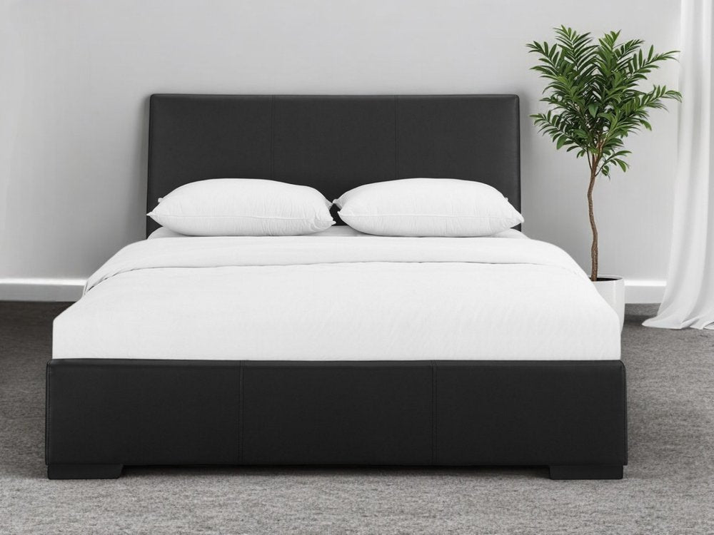 Black Faux Leather King Bed Frame