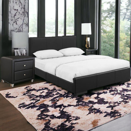 Black Wood And Faux Leather King Bed Frame