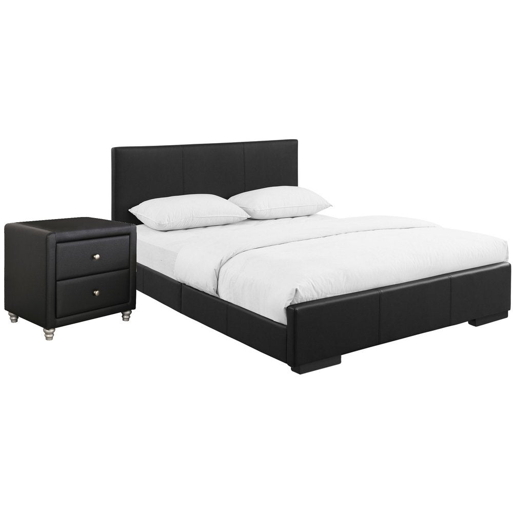Black Wood And Faux Leather King Bed Frame