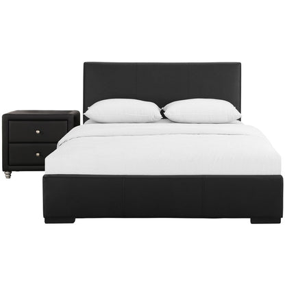 Black Wood And Faux Leather King Bed Frame