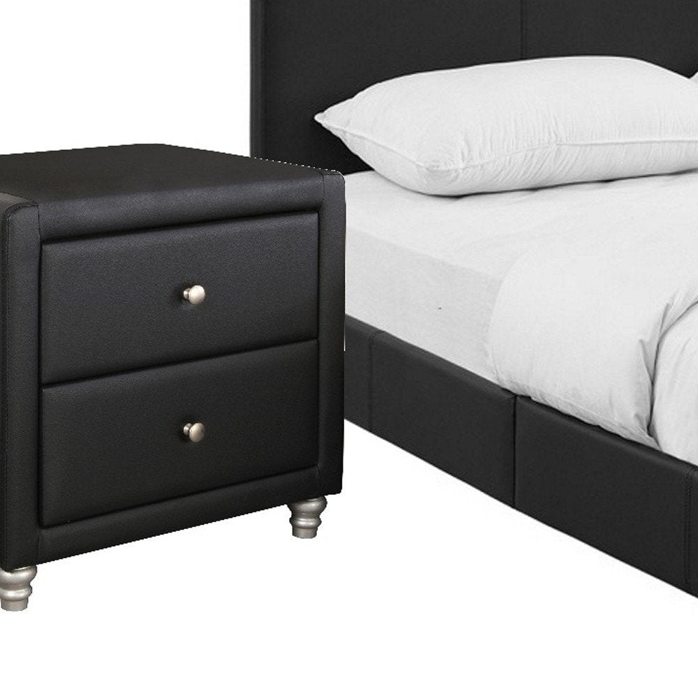 Black Wood And Faux Leather King Bed Frame