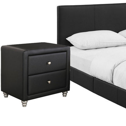 Black Wood And Faux Leather King Bed Frame