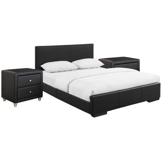Black Wood And Linen King Bed Frame