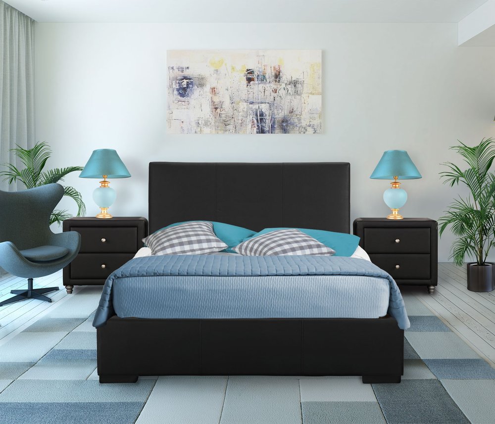 Black Wood And Linen King Bed Frame