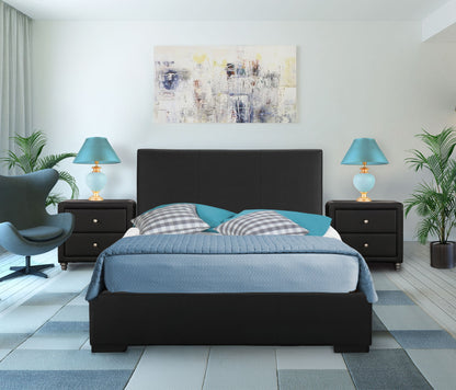 Black Wood And Linen King Bed Frame