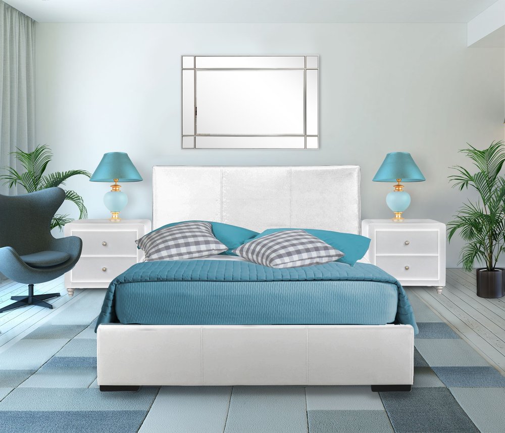 Black Wood And Linen King Bed Frame