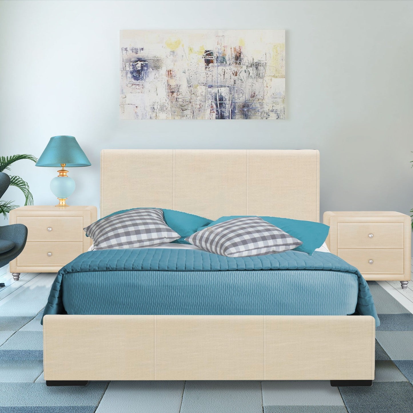 Black Wood And Linen King Bed Frame