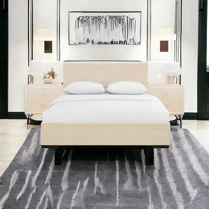 Black Wood And Linen King Bed Frame