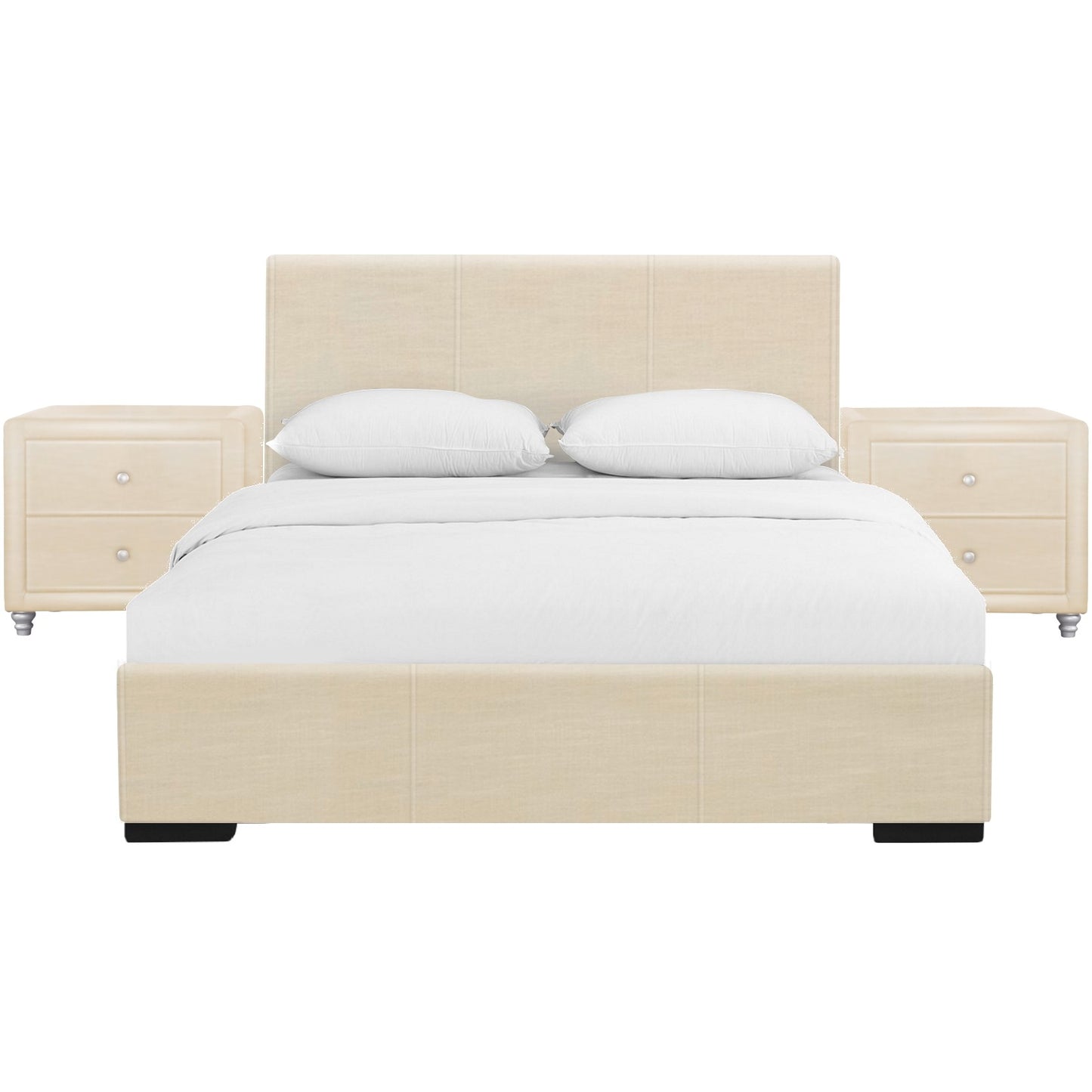Black Wood And Linen King Bed Frame