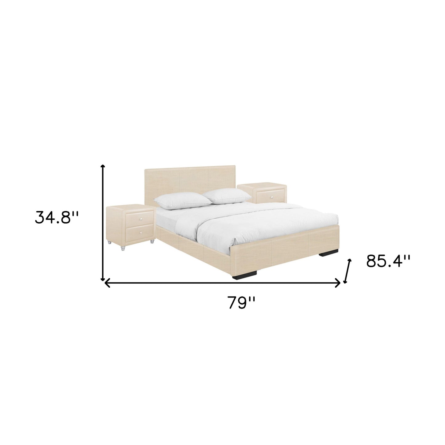 Black Wood And Linen King Bed Frame