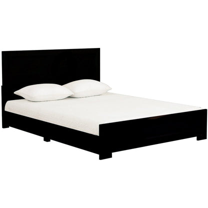 Brown Inlaid Panels Solid Wood Full Bed Frame