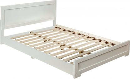 Brown Inlaid Panels Solid Wood Full Bed Frame