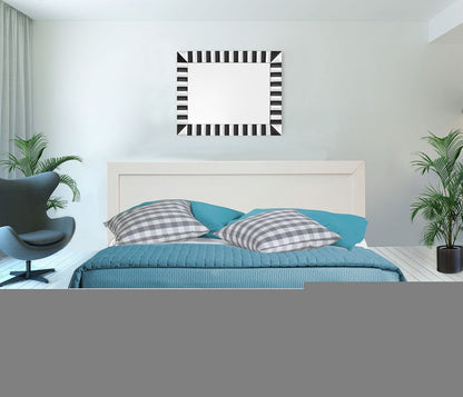 Black Inlaid Panels Solid Wood Full Bed Frame