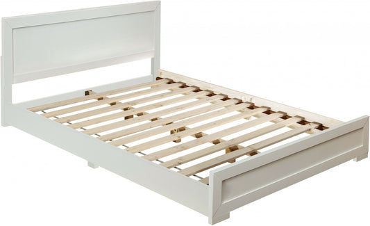 White Solid and Manufactured Wood Queen Bed Frame